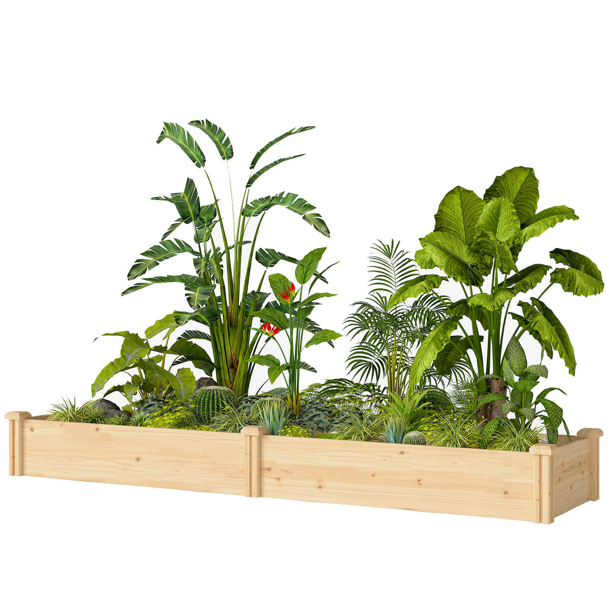 HOCHBEET DE-05400 Mit Trennwand, lang (235 cm) Natur - Naturfarben, Holz (235/26/66cm) - ComfortXL