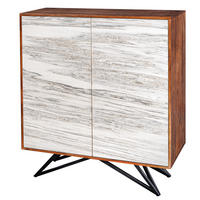 HIGHBOARD MOUNTAIN SOUL Akazie Weiß 120cm - Schwarz/Braun, Holz/Stein (100/120/38cm) - riess-ambiente