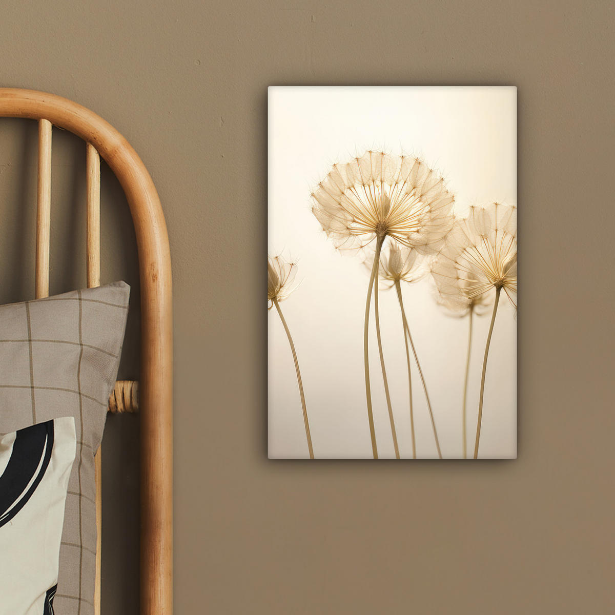LEINWANDBILD Sonnenlicht - Löwenzahn - Botanisch - Blumen 20x30 cm - Creme, Textil (20/30cm) - MuchoWow