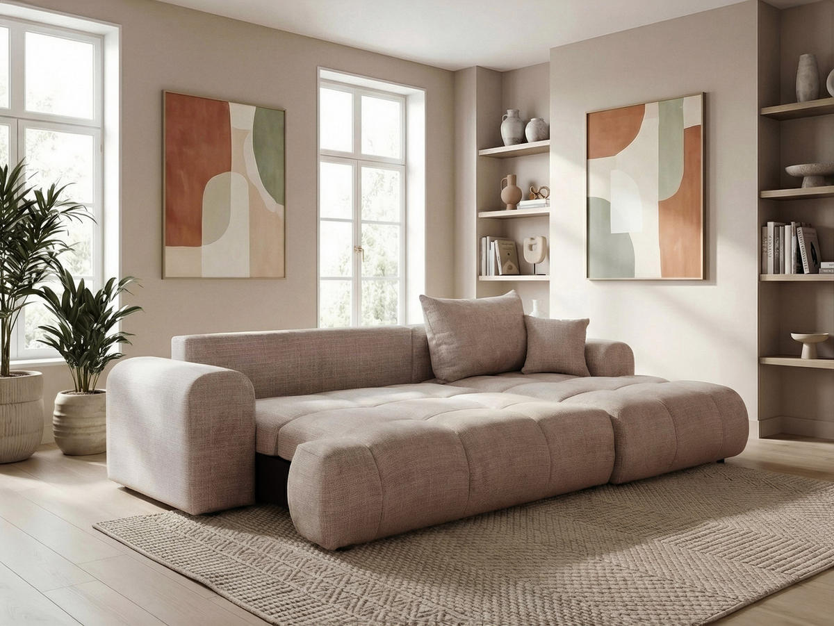 ECKSOFA MILANO mit Schlaffunktion und Bettkasten Grau-Braun - Graubraun, Holzwerkstoff/Kunststoff (250/90cm) - Idohome