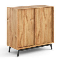 WEINREGAL Modern Loft Eiche Natur 101 / 45 / 101cm - Eichefarben/Schwarz, Holz (101/101/45cm) - Feldmann-Wohnen