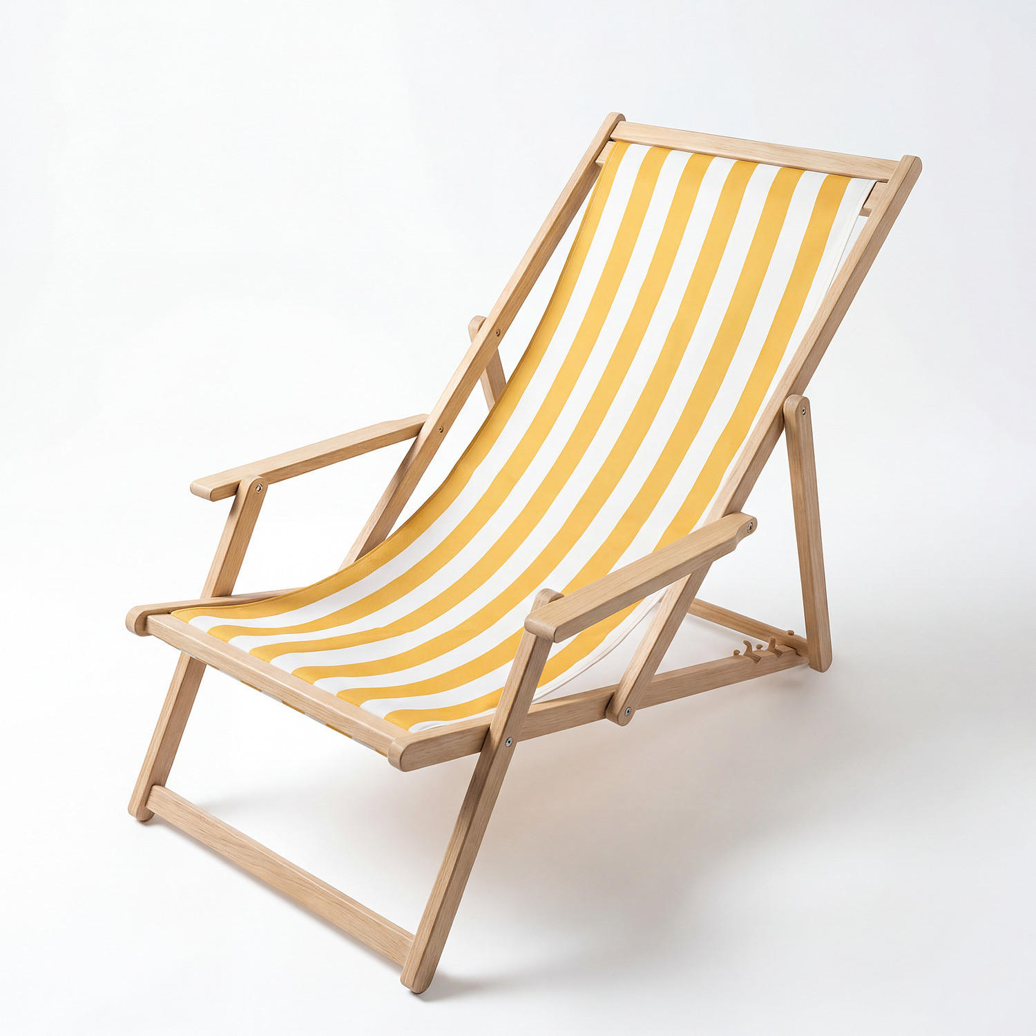 LIEGESTUHL - Akazie massiv / Webstoff - Gelb, Holz/Textil (63/88/102cm) - home24