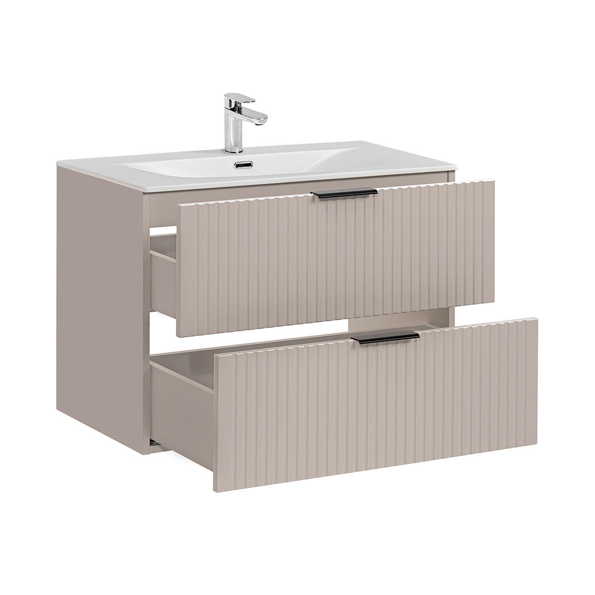 BADMÖBEL Adriel 2er-Set Beige - Beige, Holzwerkstoff (80.2/57/46cm) - Petits-meubles