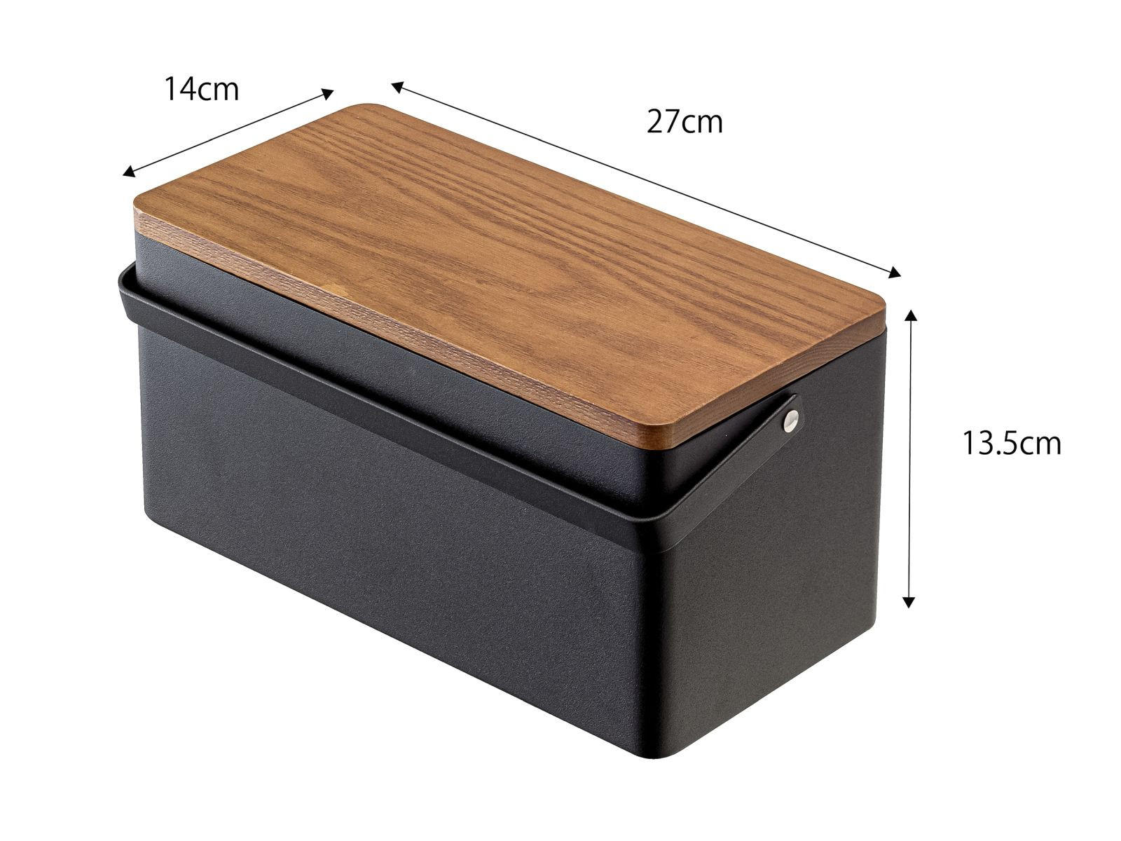 NÄHKASTEN Tower schwarz 27/13/14 cm - Schwarz, Holz/Metall (14/27cm) - Yamazaki