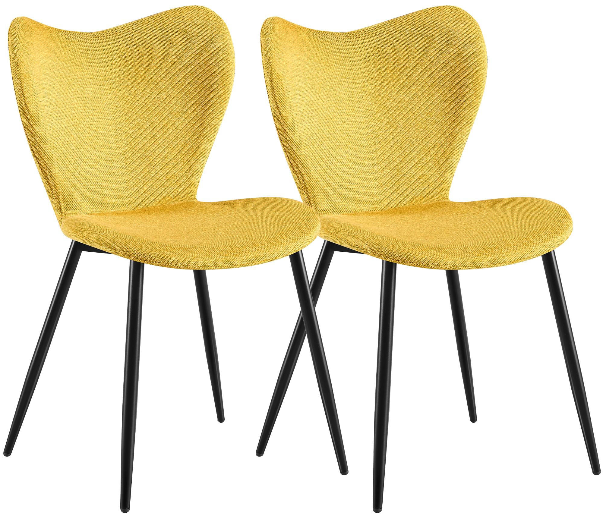 ESSZIMMERSTUHL 2 Stoff Gelb - Gelb/Schwarz, Textil/Metall (50/80/58cm) - CLP