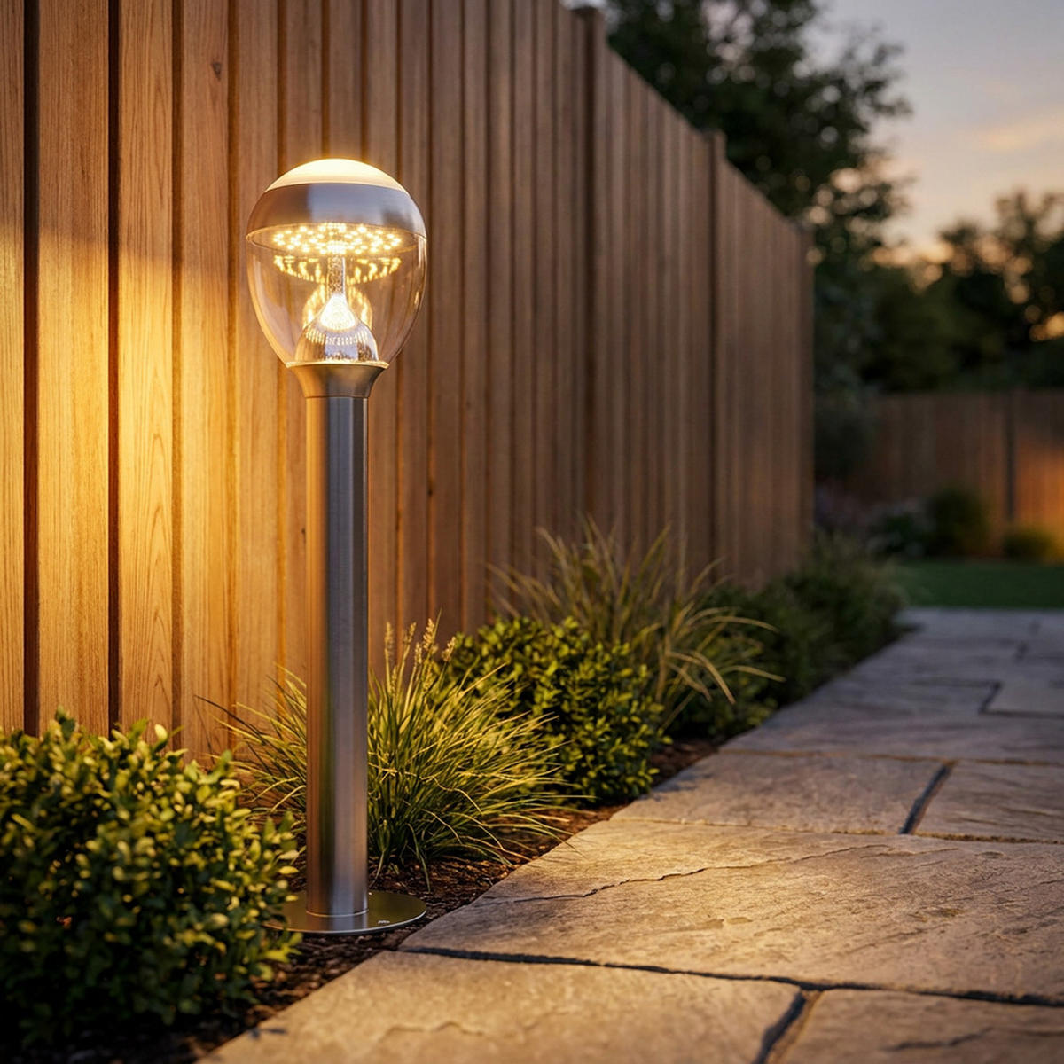 LED AUSSENLEUCHTE Callisto Edelstahl Silber - Silberfarben, Metall (17/17/59cm) - Globo Lighting