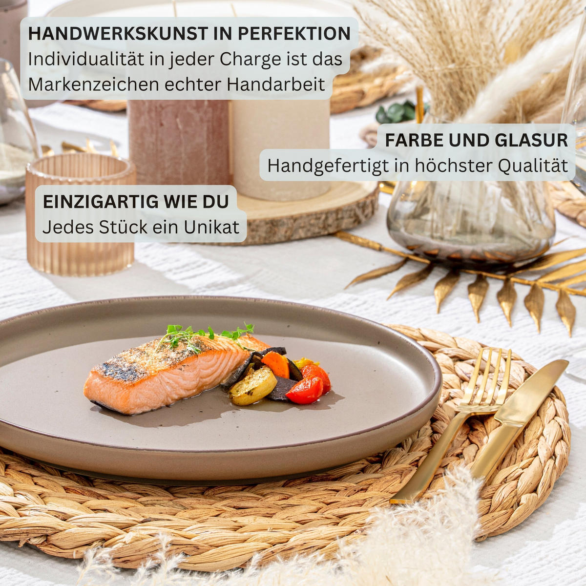 SPEISETELLER BOMBAY MEERESBODEN - 4 teilig aus Steingut - Blau/Braun, Stein (27cm) - Sänger
