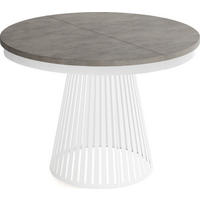 ESSTISCH Naro rund ausziehbar mit Weißem Lamellen-Metallgestell, Beton-Optik Dunkelgrau 100-180/100/76 cm - Dunkelgrau/Weiß, Holzwerkstoff/Metall (100/176/76cm) - WFL GROUP