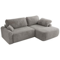 ECKSCHLAFSOFA CUBO L Hellgrau Plüsch - rechts - Hellgrau/Schwarz, Kunststoff/Textil (187/273cm) - MKS
