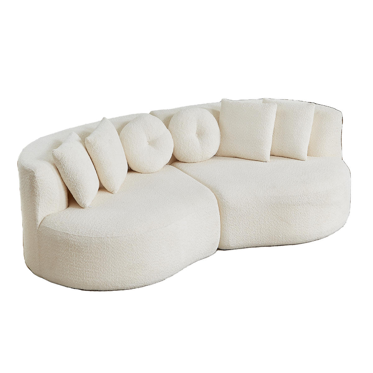 3-SITZER SOFA Geschwungenes Modulares Chenille Cashew - Beige, Textil (223/79/109cm) - Urban Meuble