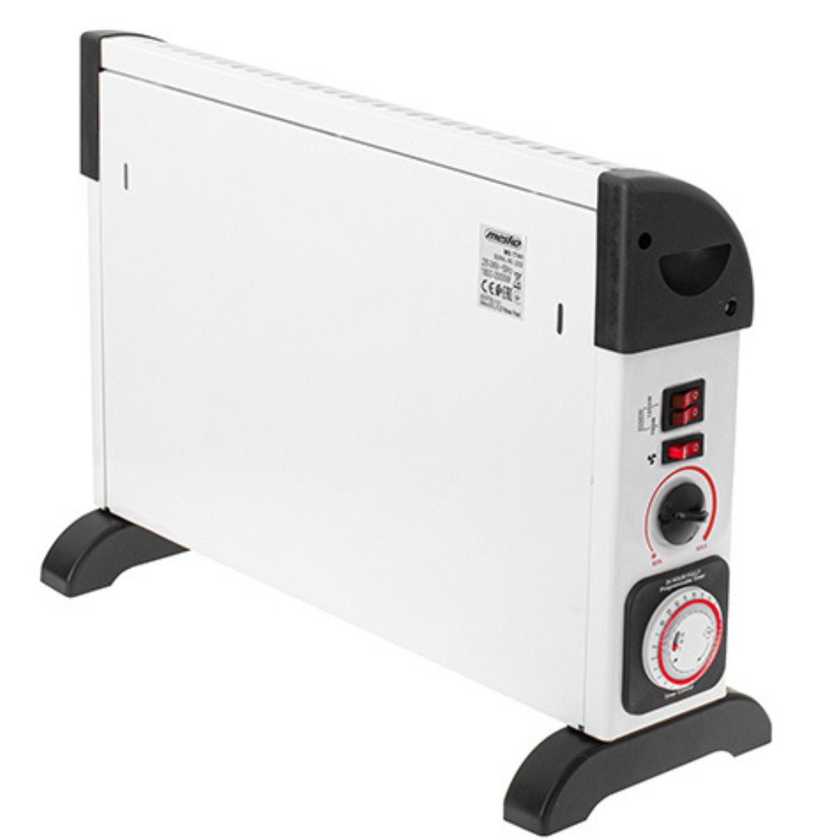 ELEKTROHEIZUNG 2000W, Konvektor Heizgerät Weiß, Schnellheizer, Thermostat, Timer, Mobile Heizung, Standgerät, Energiesparend, Leise, Electric Heater - Schwarz/Weiß, Kunststoff/Metall (53.5/38.5/20cm) - mesko