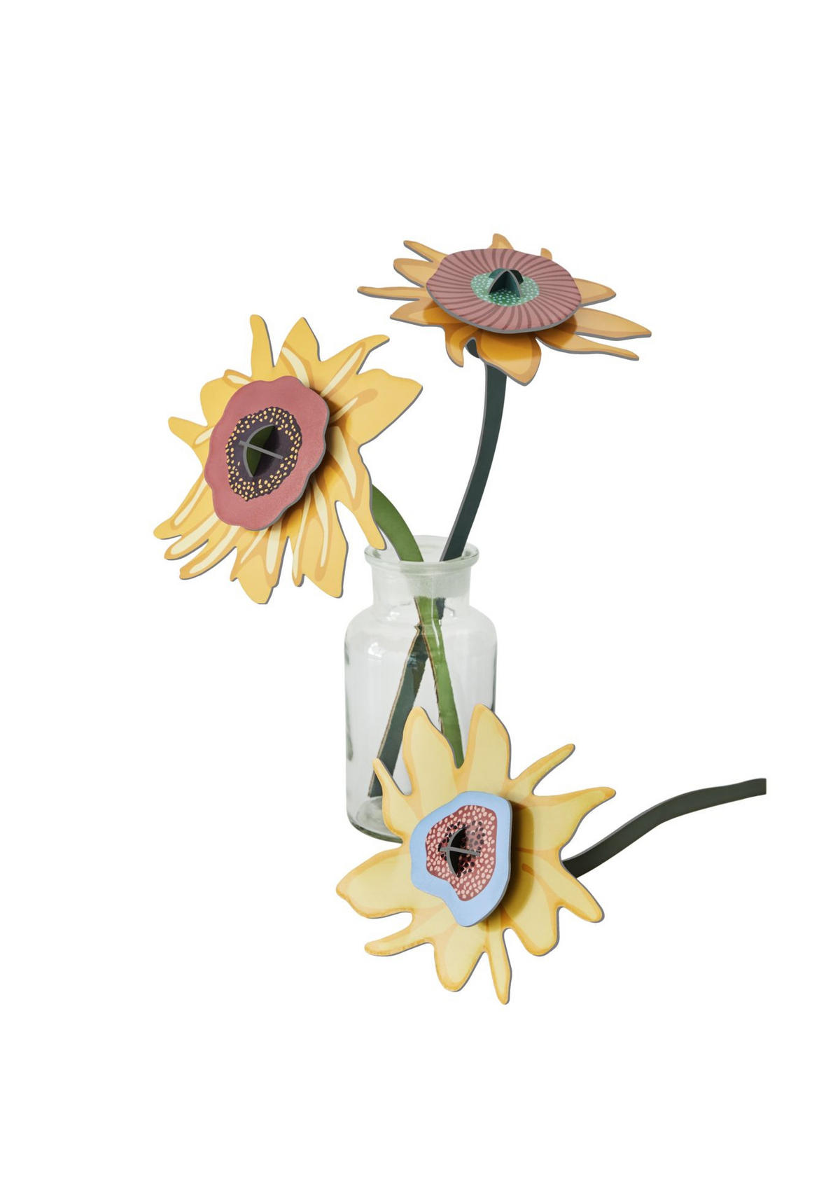 DEKOFIGUR Sonnenblumen-Trio 4/27 cm - Multicolor, Wellpappe (4/27/10cm) - KUNSTLOFT