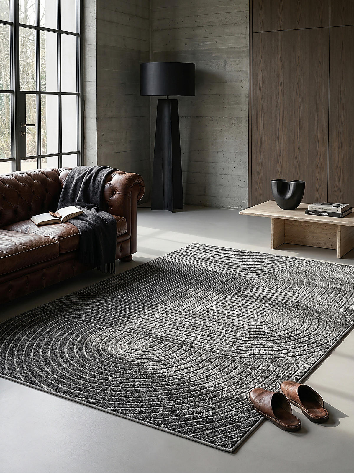 TEPPICH Outdoor Geometrisch MEZEN Polypropylen Anthrazit 200 x 280 cm - Anthrazit, Textil (200/280cm) - KADIMA DESIGN