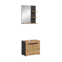 BADKOMBINATION 2tlg. Canu Bad in Basalt grau Nachbildung und Artisan Nachbildung B/H/T: 63x193x34 cm - Eiche Artisan, Holzwerkstoff (63/193/34cm)