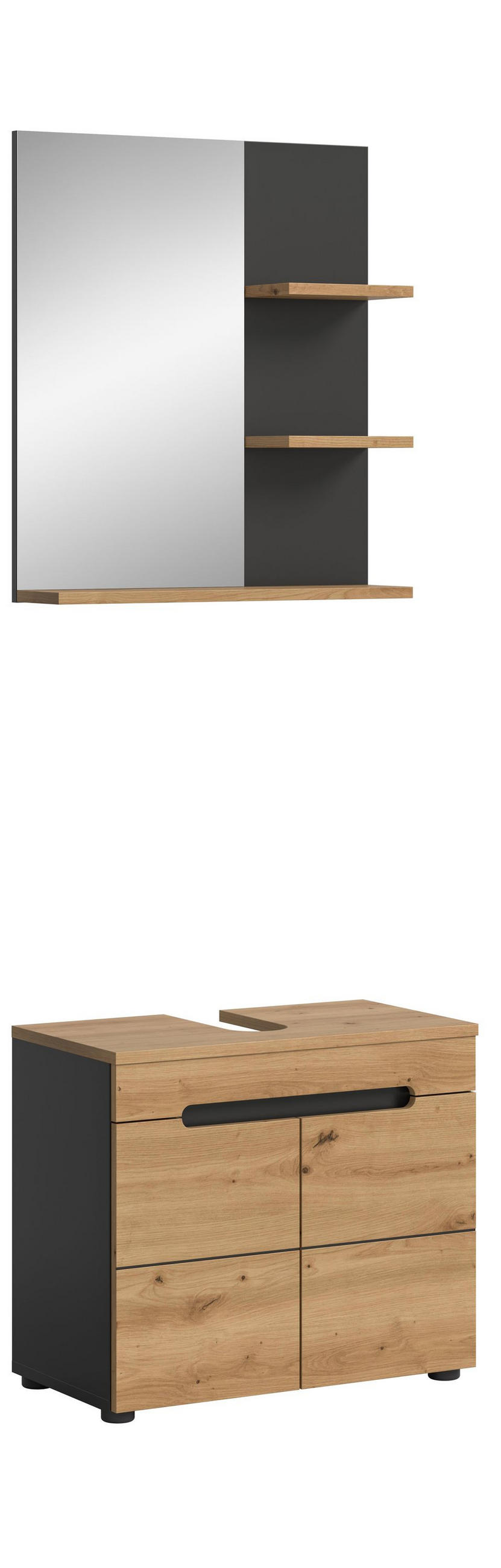 BADKOMBINATION 2tlg. Canu Bad in Basalt grau Nachbildung und Artisan Nachbildung B/H/T: 63x193x34 cm - Eiche Artisan, Holzwerkstoff (63/193/34cm)