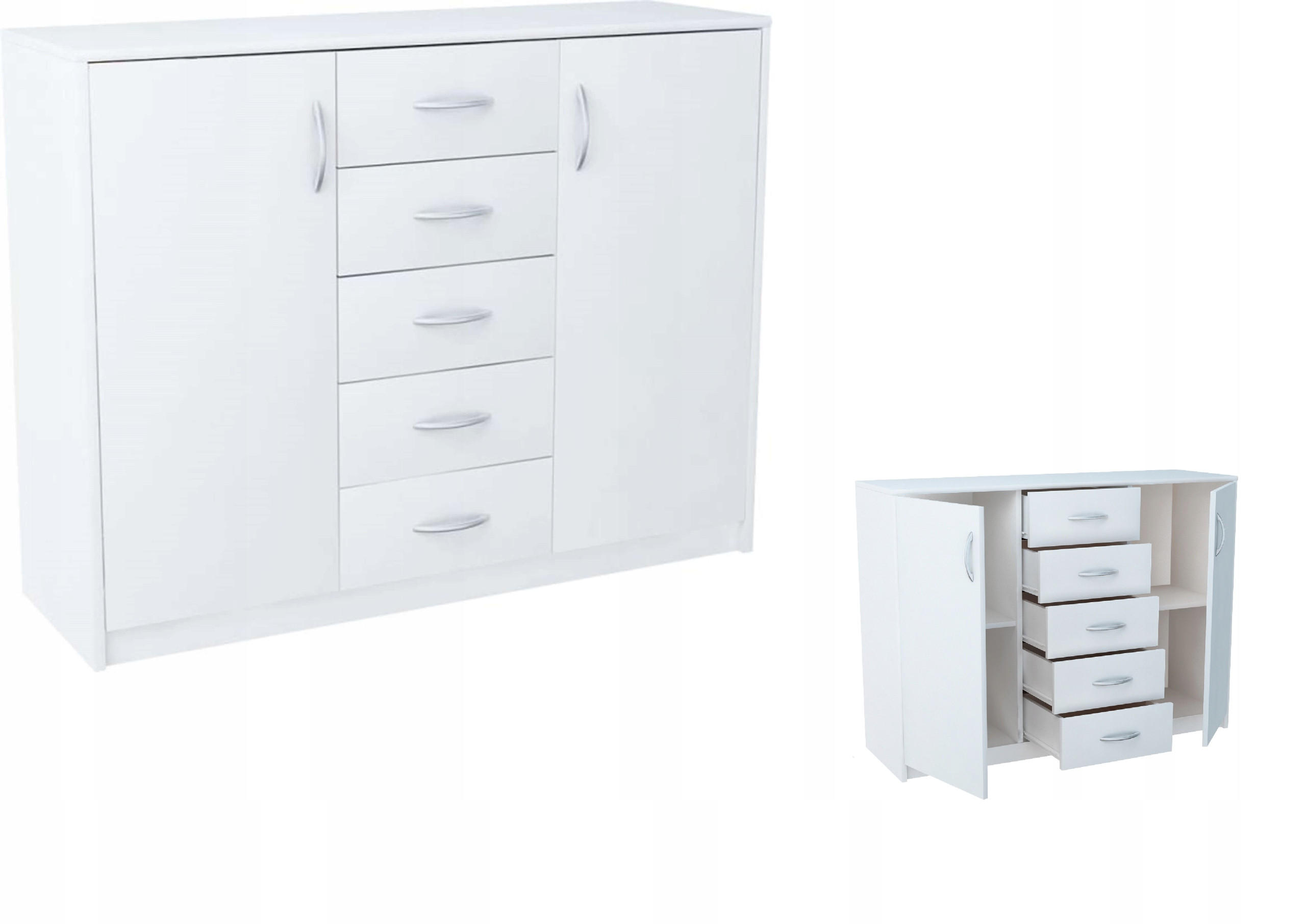 KOMMODE 2D5S Weiß 110/35/85 cm moderne Optik - Weiß, Holzwerkstoff (110/85/35cm) - Matkam Möbel