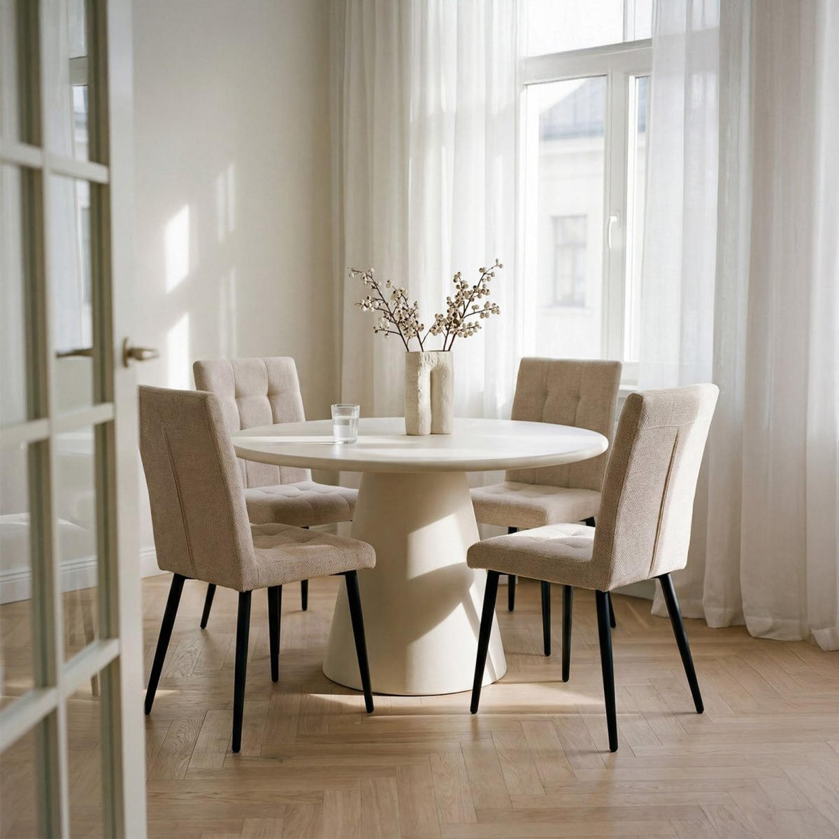 ESSZIMMERSTUHL Leia Beige 44 cm x 92 cm 2er-Set - Beige, Textil (44/92/60cm) - Klast Home