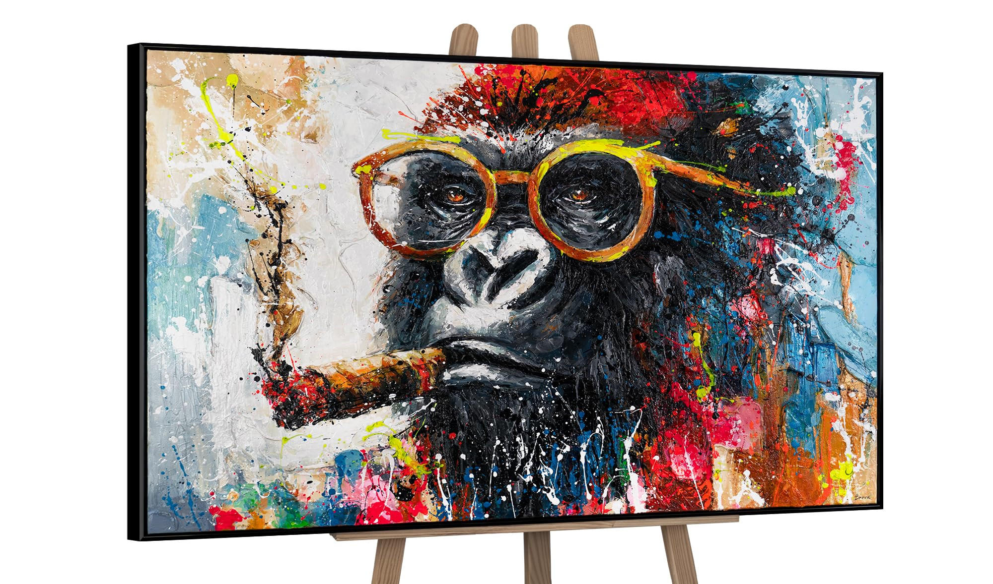 GEMÄLDE Gangster Schattenfugenrahmen Schwarz 140x100 cm - Schwarz, Holz (140/100cm) - YS-art gallery