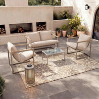 LOUNGEGARNITUR Lara Creme Metall/Outdoorstoff +Abdeckung - Creme, Metall