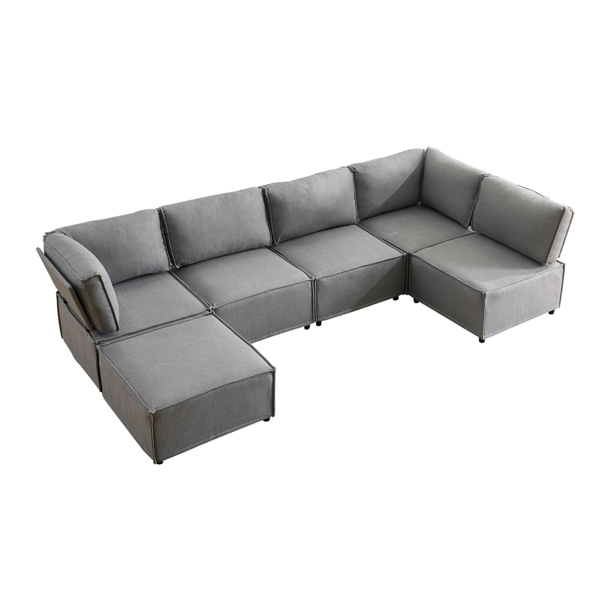 WOHNLANDSCHAFT DE-35016 flexibel kombinierbar Hellgrau - Hellgrau, Holzwerkstoff (152/77/308cm) - ComfortXL
