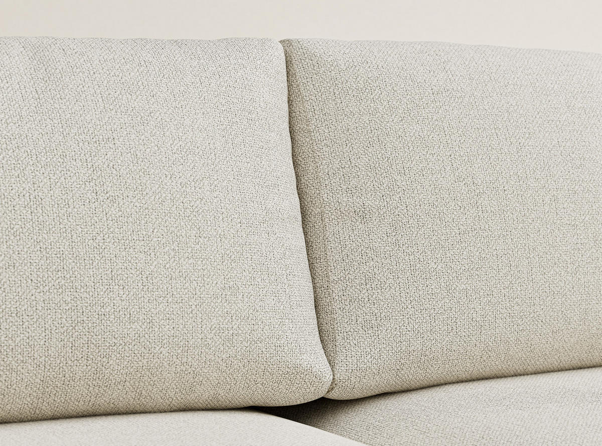 WOHNLANDSCHAFT MIT SCHLAFFUNKTION Numba Creme Webstoff - Creme/Schwarz, Holz/Holzwerkstoff (397/70/153cm) - Maison de Reve