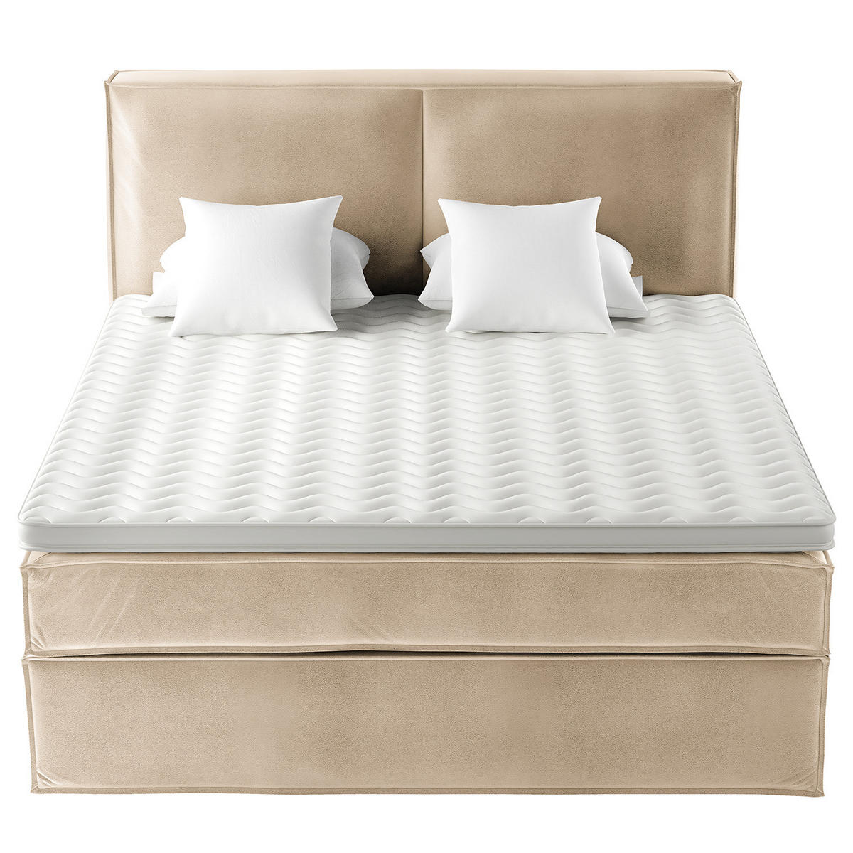 BOXSPRINGBETT mit Kopfteil - Premium - Beige, Textil (200/200cm) - home24