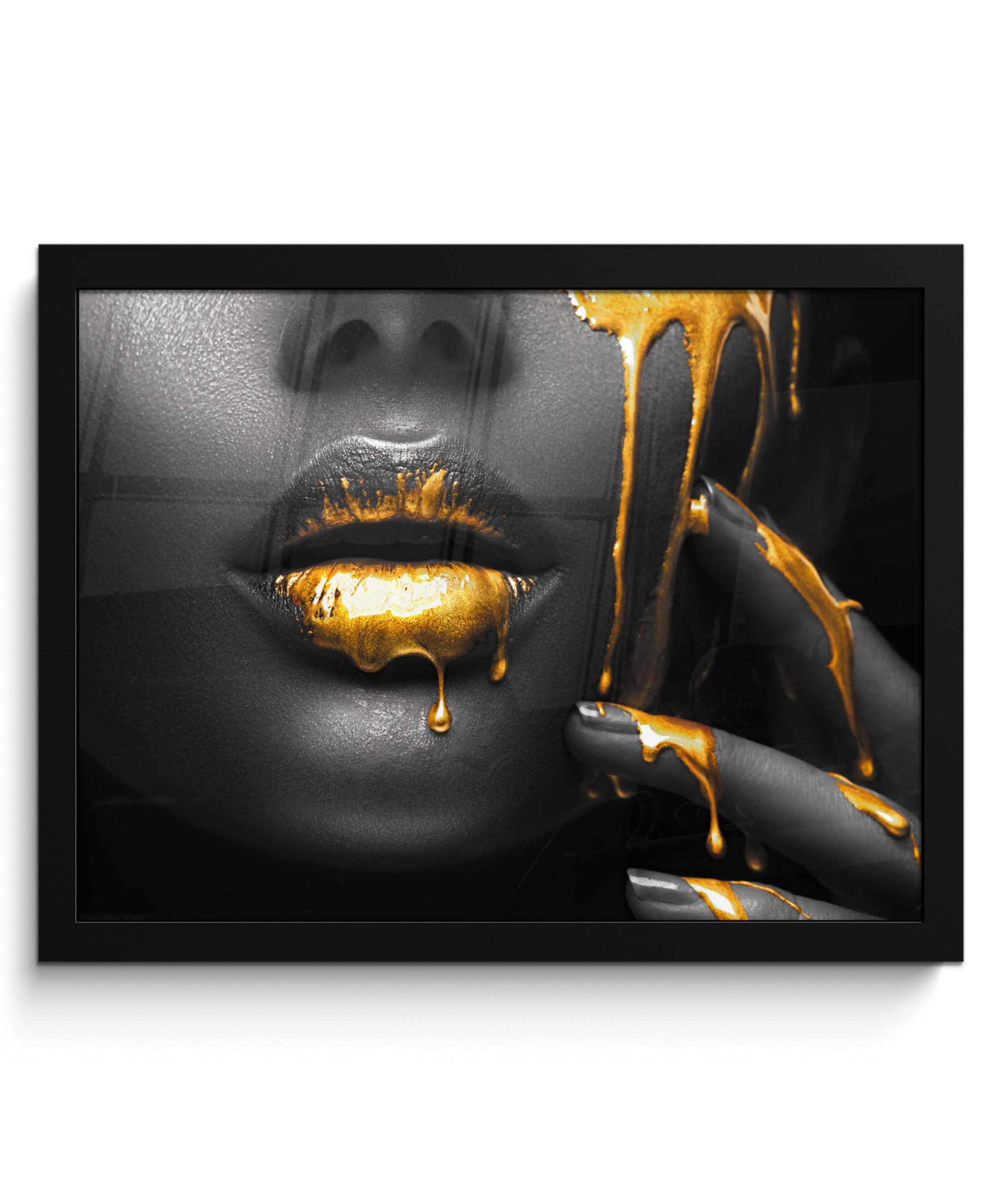 POSTER S OKVIROM Žena 40x30 cm - zlatne boje, papir (40/30cm) - MuchoWow