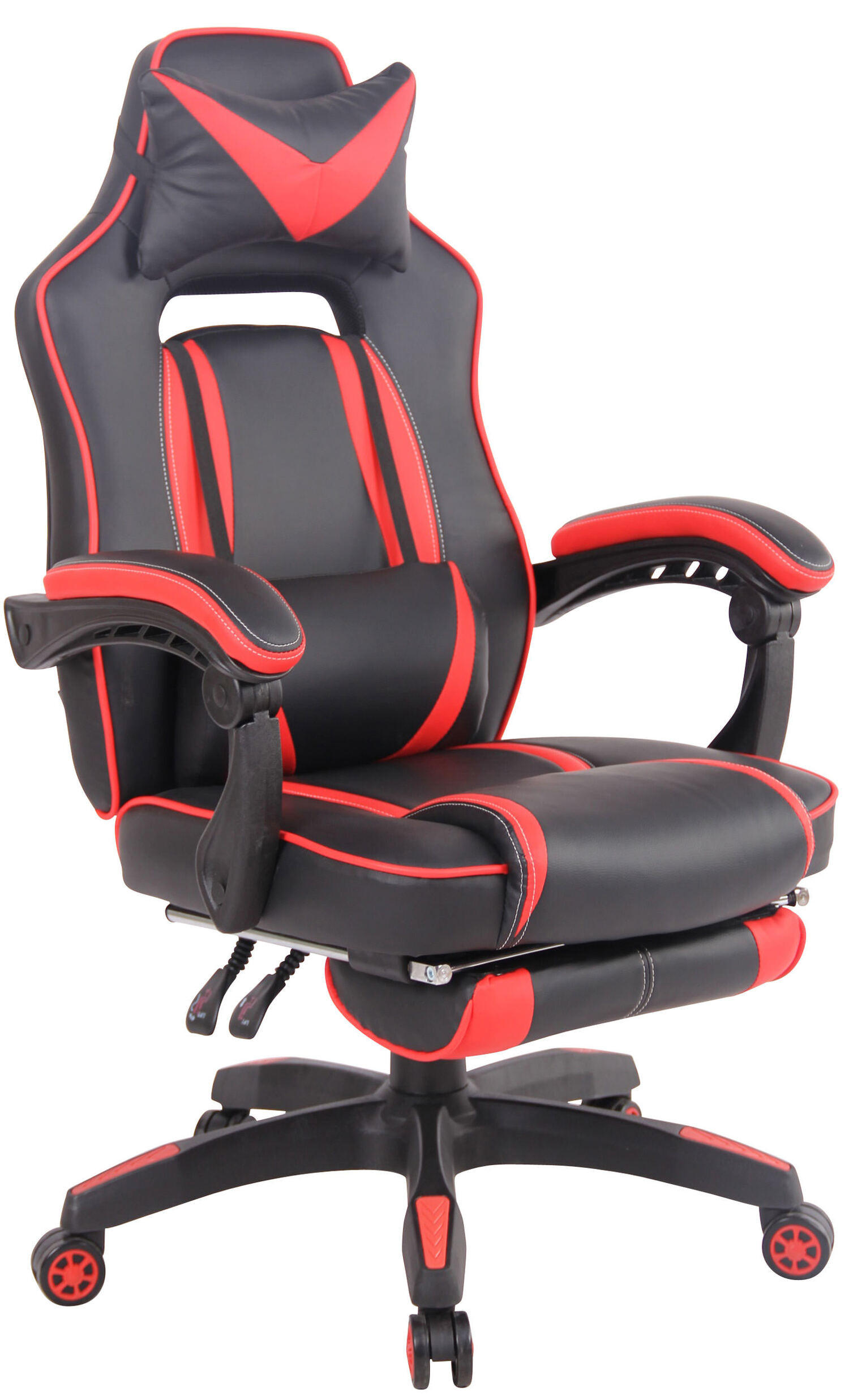 BÜROSTUHL Hero, Kunstleder Schwarz/Rot - Rot, Kunststoff/Textil (68/124/61cm) - TPFLiving