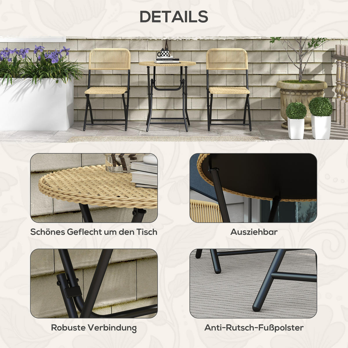 GARTENMÖBEL Set, Stahl, PE Rattan, Gelb - Gelb, Metall - Outsunny