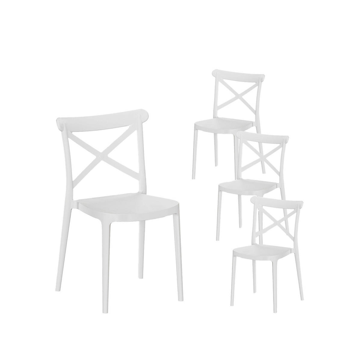 STUHL FÜR DRAUSSEN Birk Weiß 48 cm x 81 cm 4er-Set - Weiß, Kunststoff (48/81/53cm) - Klast Home