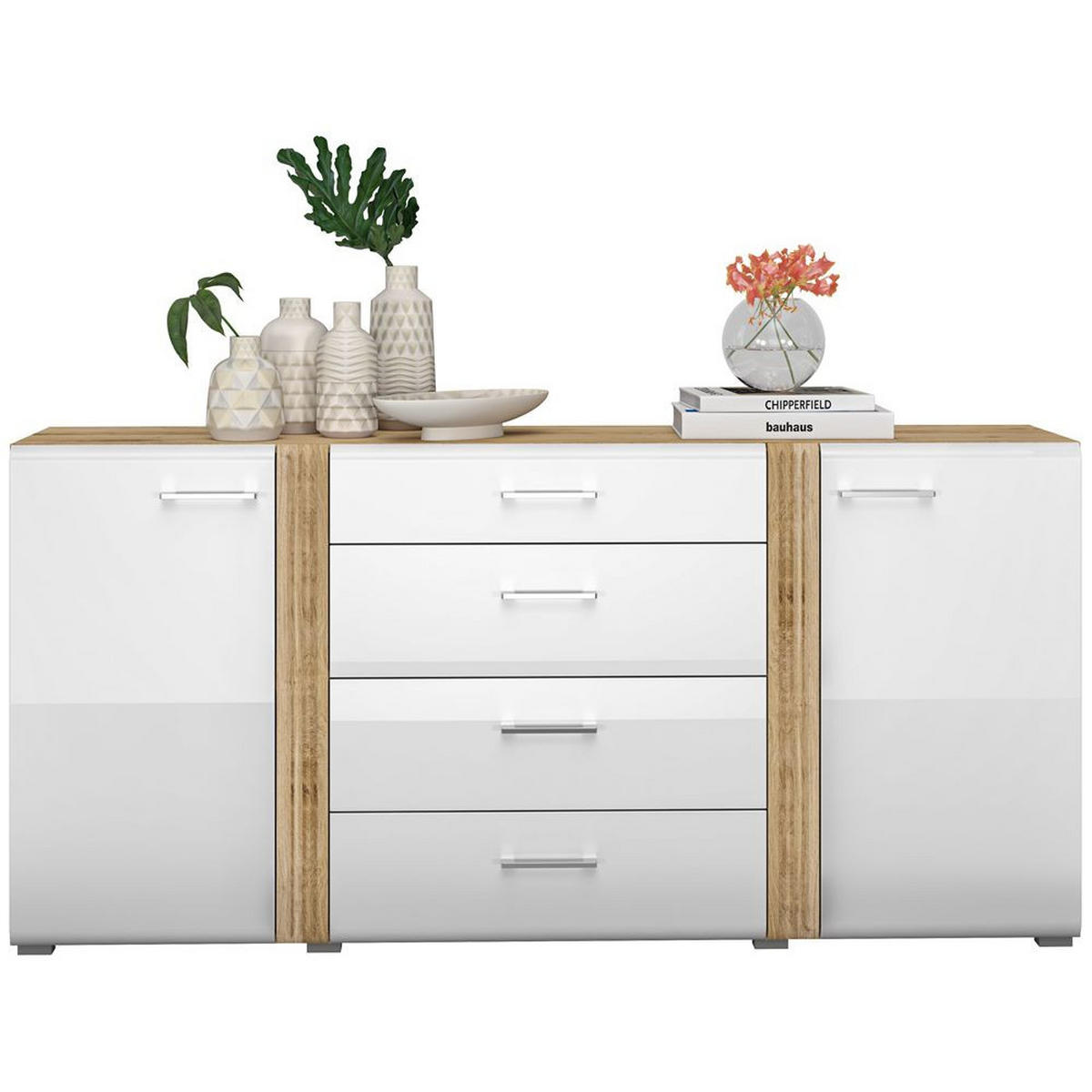 SIDEBOARD Akron-131 - Weiß, Holzwerkstoff (190/90/42cm) - Lomado