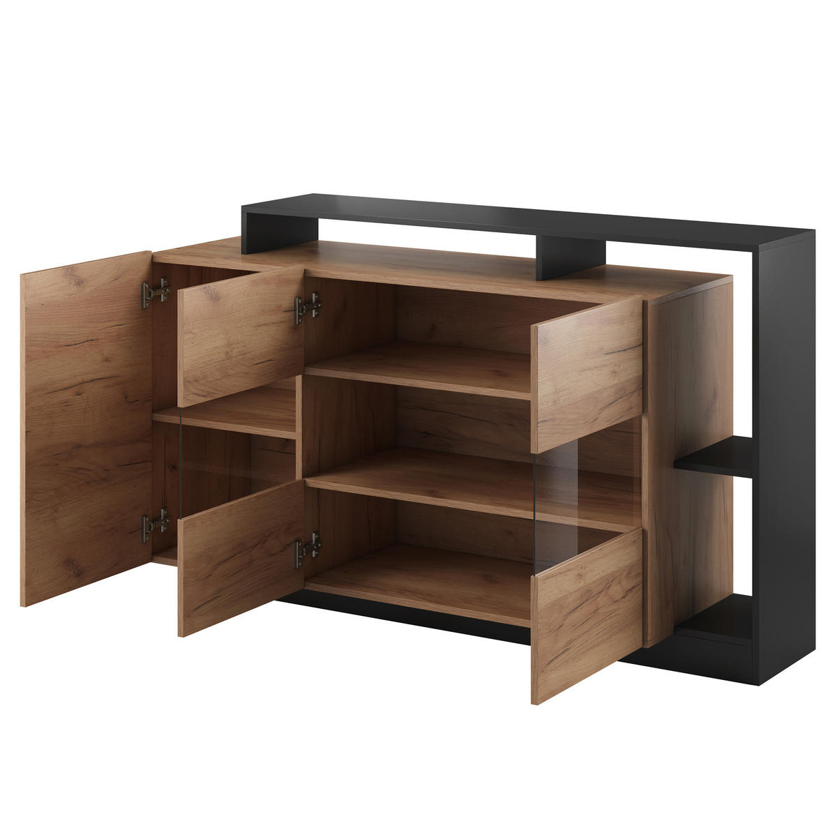 SIDEBOARD ALBINA 155/94/44 cm mit 3 Türen Orange - Anthrazit/Orange, Holzwerkstoff (155/94/44cm) - MASSENO
