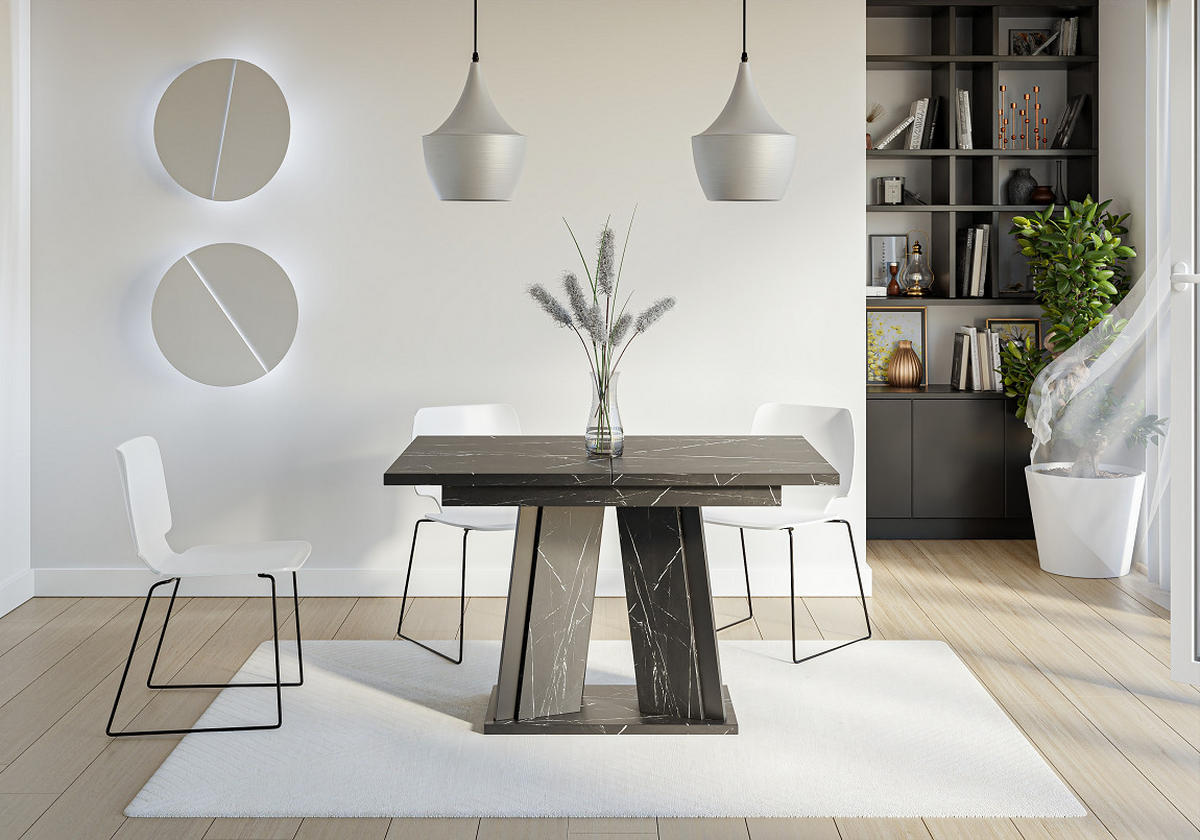 ESSTISCH Ausziehbar 120 - 160 cm Schwarz Marmoroptik - Schwarz/Grau, Holzwerkstoff (120/80/75cm) - PROSPERO