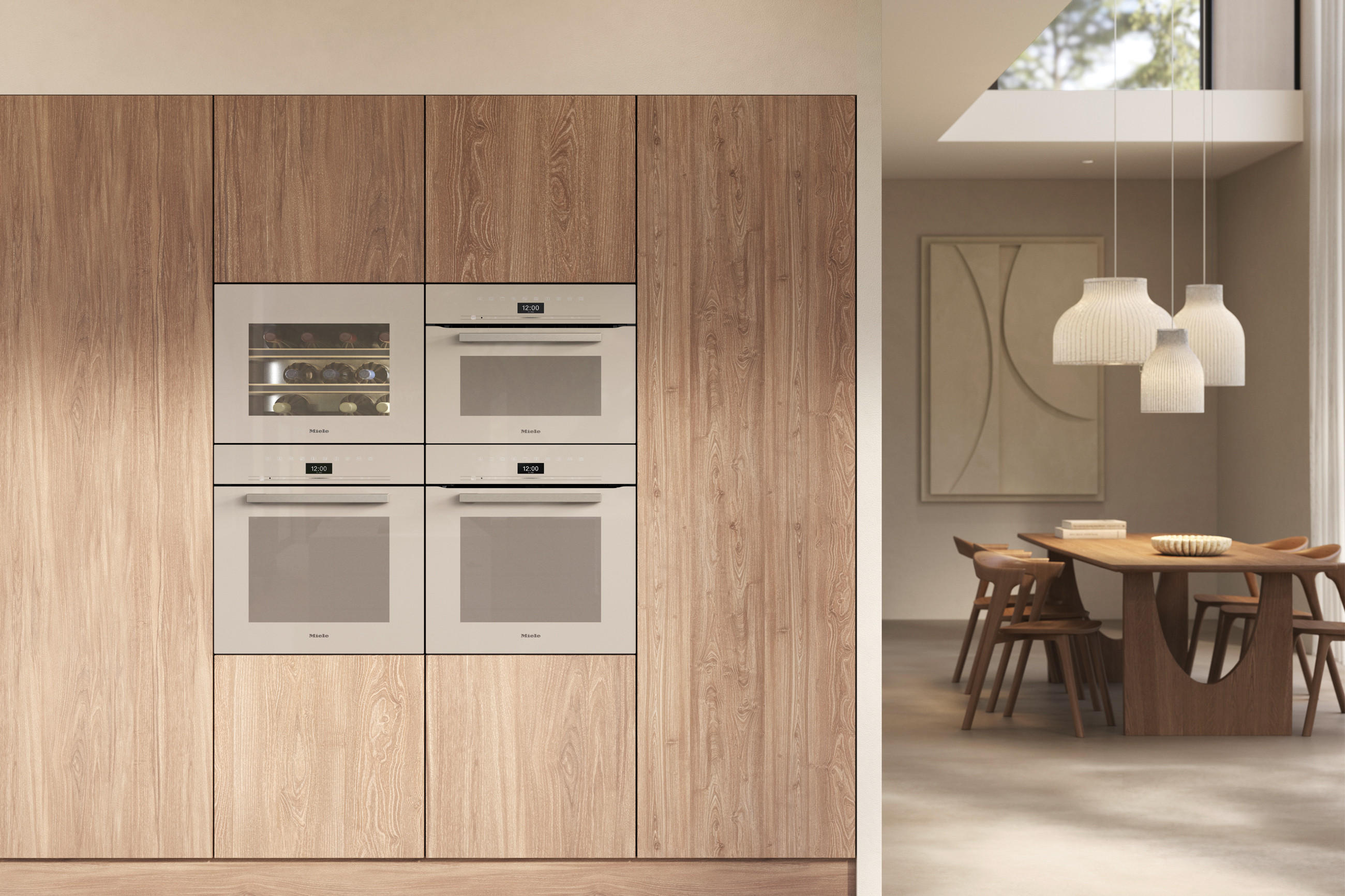 Miele Küchen-Einbaugeräte im edlen Farbton Pearlbeige.