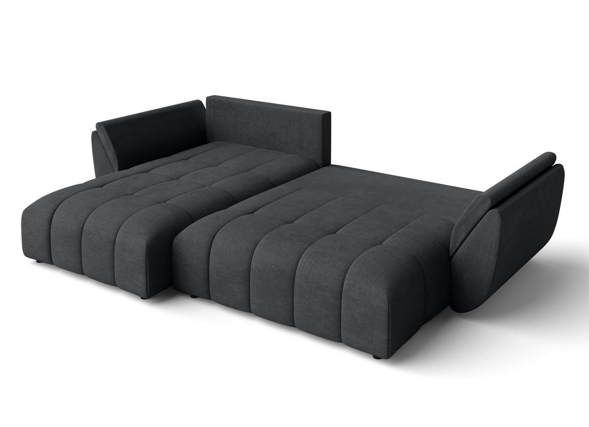 ECKSOFA L Form Verciani Dunkelgrau 266/190/91 cm mit Schlaffunktion - Dunkelgrau/Schwarz, Kunststoff/Textil (266/190cm) - AX Living