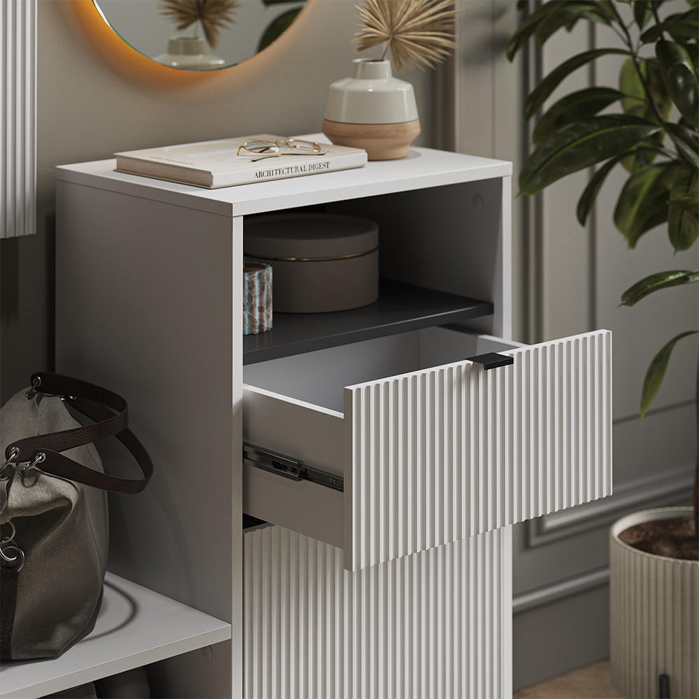 SCHUHSCHRANK Eliza Weiß 100 x 98.5 cm mit Tür und Schublade - Weiß, Holzwerkstoff (100/98.5/40cm) - Vicco