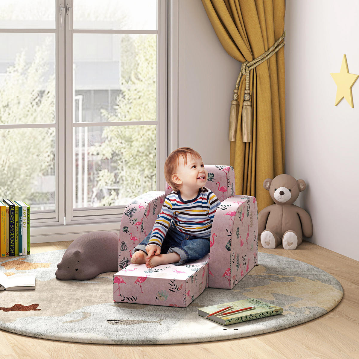 KINDERSESSEL, Schaumstoff, Rosa, 46,5L x 93B x 28,5H cm - Rosa, Metall (93/28.5/46.5cm) - AIYAPLAY