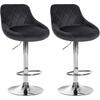 BARHOCKER 2er Set Samt dunkelgrau - Chromfarben/Dunkelgrau, Textil/Metall (46/83/49cm) - CLP