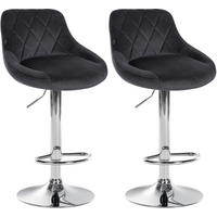 BARHOCKER 2er Set Samt dunkelgrau - Chromfarben/Dunkelgrau, Textil/Metall (46/83/49cm) - CLP