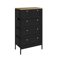 KOMMODE Belaro Schwarz 56 x 95 cm mit 5 Schubladen - Schwarz, Holzwerkstoff (56/95/30cm) - Vicco