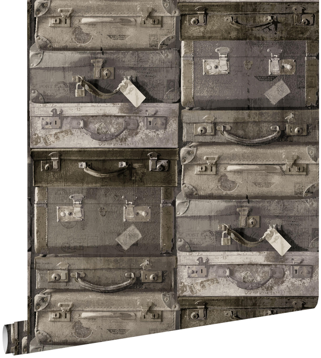 TAPETE Vintage Koffer 53 cm x 10.05 m - Braun, Papier (53/1000cm) - ESTAhome