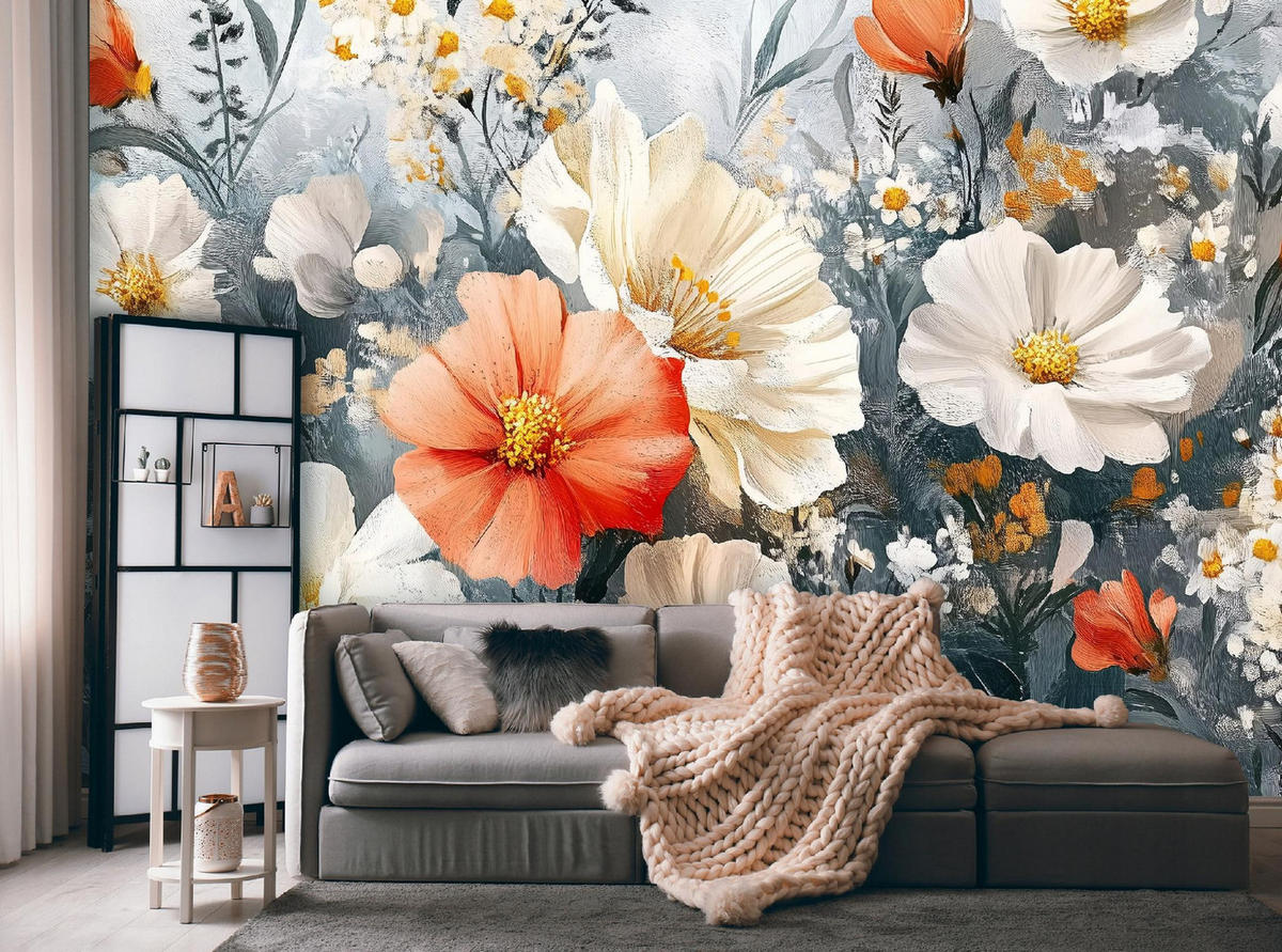 FOTOTAPETE Blumenwiese Wohnzimmer Deko Vlies Tapete 250x175 - Multicolor, Papier (250/175cm) - Wallarena