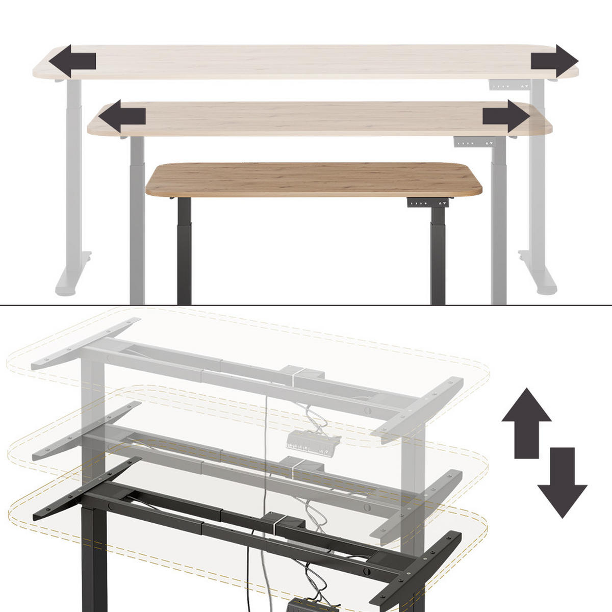 PSACÍ STŮL Elevate Černá/Řemeslná - černá, kompozitní dřevo (80/140/120cm) - Vicco