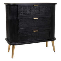 KOMMODE aus Holz und netz, schwarz 80x35x81 - Schwarz, Holzwerkstoff (80/81/35cm) - Wanderlust