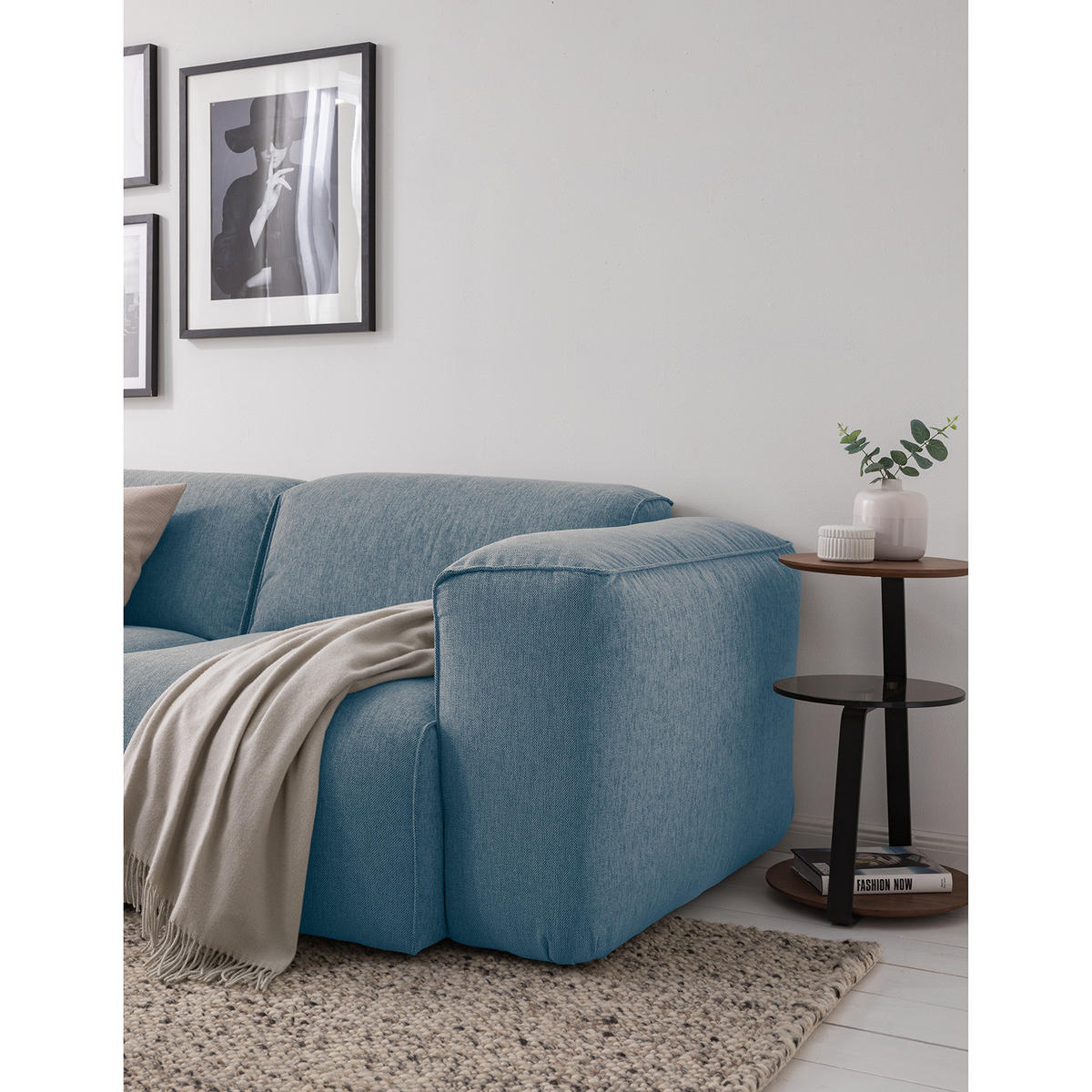 2-SITZER SOFA - Blau/Schwarz, Kunststoff/Textil (220/71/102cm) - home24