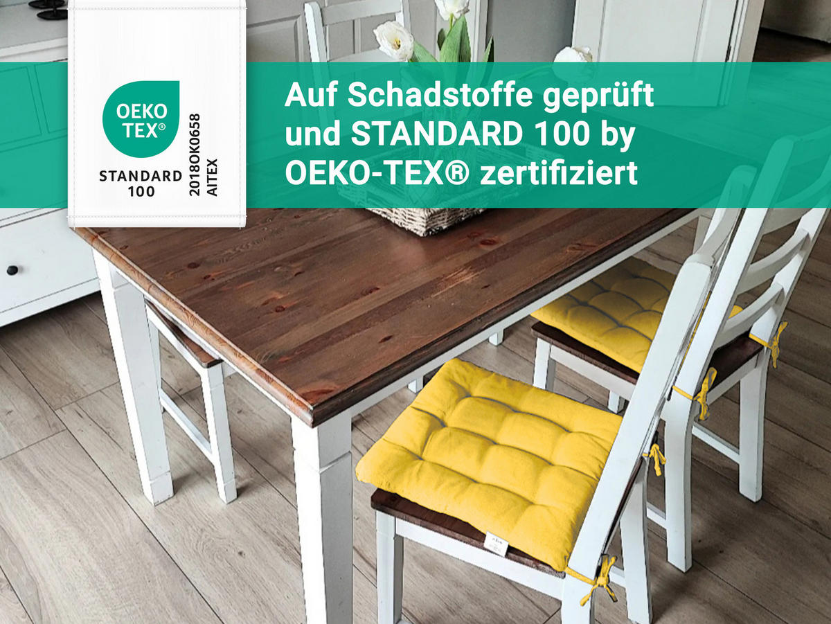 STUHLKISSEN, 4er-Set, 40x40 cm, 100% Polyester, Gelb - Gelb, Textil (40/40/3cm) - Zollner
