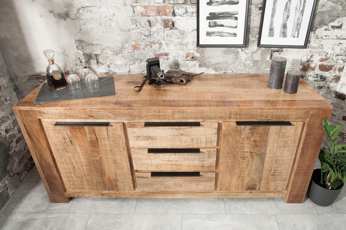 SIDEBOARD IRON CRAFT Mango Natur 175 cm - Naturfarben, Holz/Metall (174/76/50cm) - riess-ambiente