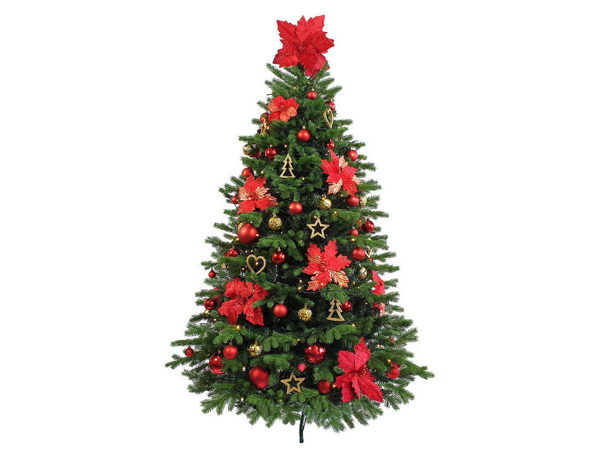 CHRISTBAUMKUGEL-SET 12 Ornamenten: rote runde Mix-Ornamente 6 cm - Rot, Kunststoff (0.01/1/0.01cm) - LAALU