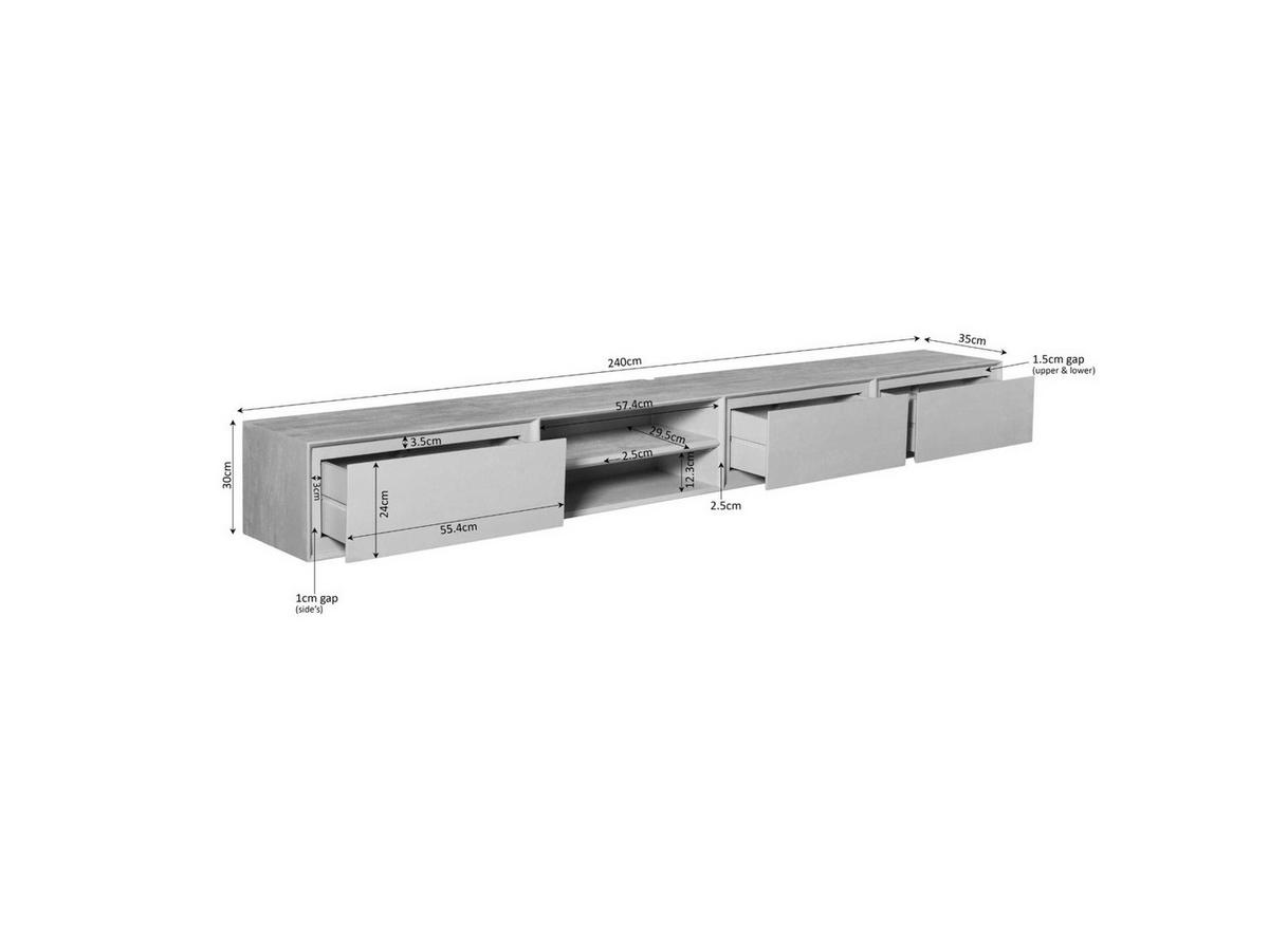 LOWBOARD Amoria Mangoholz 240 cm / 35 cm Braun - Braun, Holz (240/30/35cm) - Villa Möbel