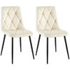 STUHL 2er Set Samt Creme - Creme/Schwarz, Textil/Metall (45/85/55cm) - CLP
